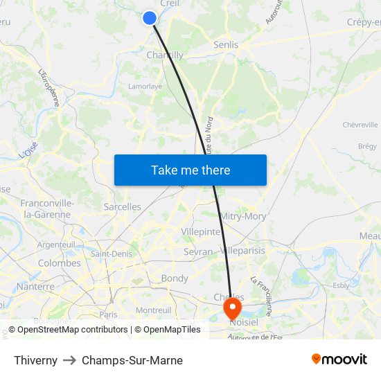 Thiverny to Champs-Sur-Marne map