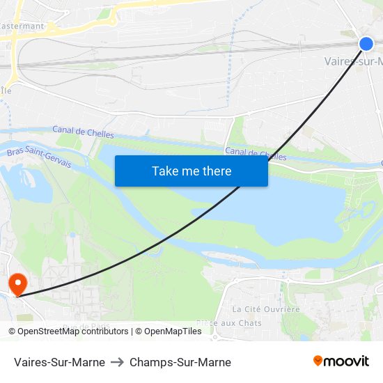 Vaires-Sur-Marne to Champs-Sur-Marne map