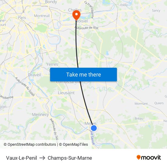 Vaux-Le-Penil to Champs-Sur-Marne map