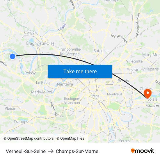 Verneuil-Sur-Seine to Champs-Sur-Marne map