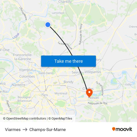 Viarmes to Champs-Sur-Marne map