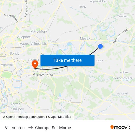 Villemareuil to Champs-Sur-Marne map
