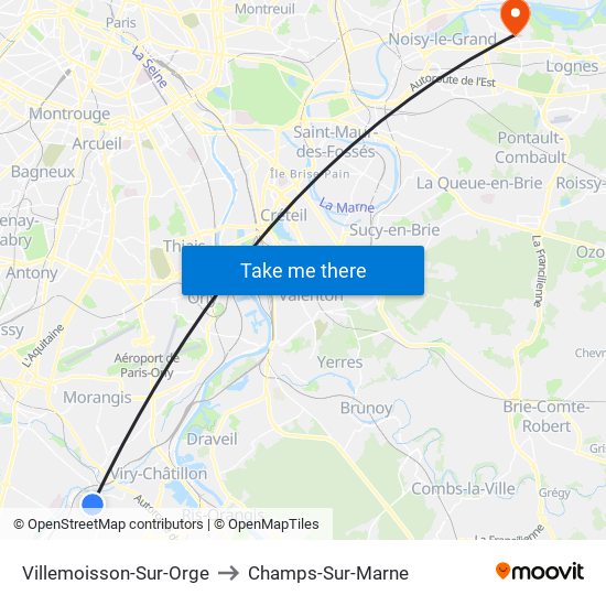 Villemoisson-Sur-Orge to Champs-Sur-Marne map