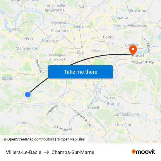 Villiers-Le-Bacle to Champs-Sur-Marne map