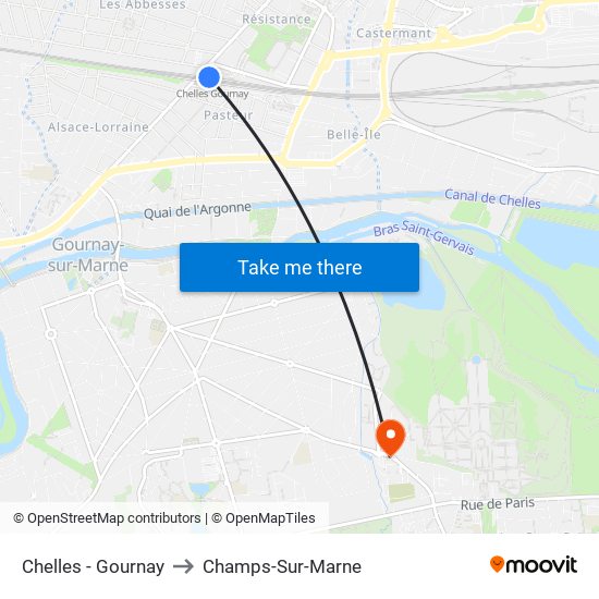 Chelles - Gournay to Champs-Sur-Marne map
