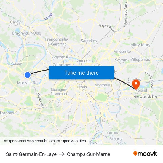 Saint-Germain-En-Laye to Champs-Sur-Marne map