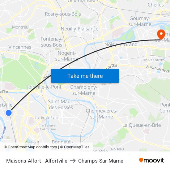 Maisons-Alfort - Alfortville to Champs-Sur-Marne map