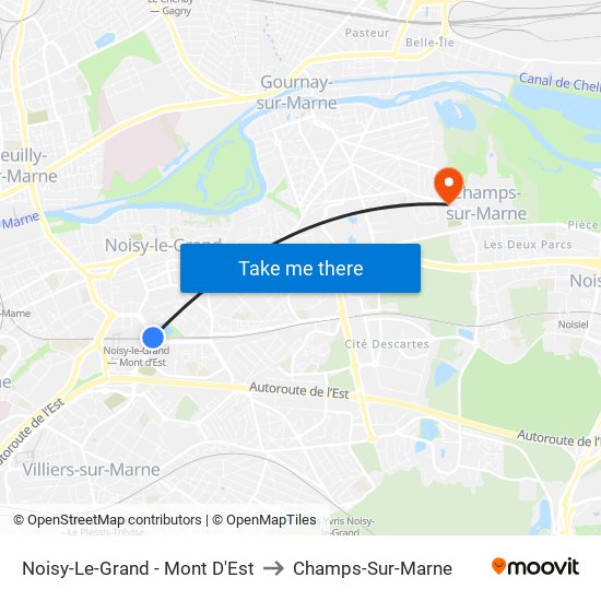 Noisy-Le-Grand - Mont D'Est to Champs-Sur-Marne map