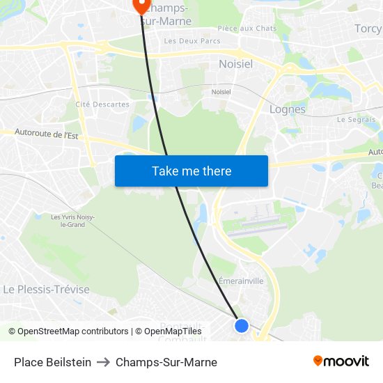 Place Beilstein to Champs-Sur-Marne map