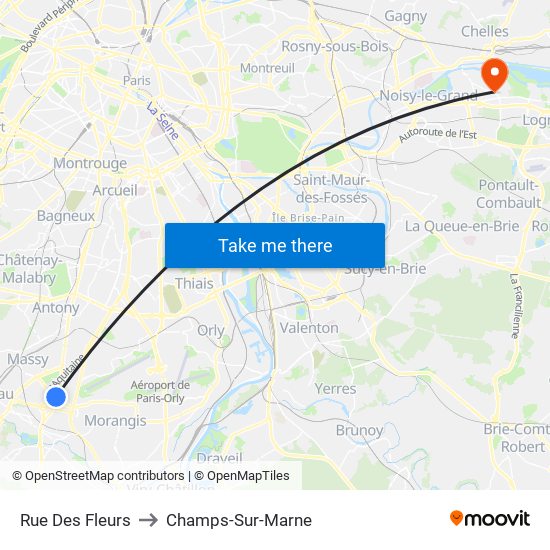 Rue Des Fleurs to Champs-Sur-Marne map