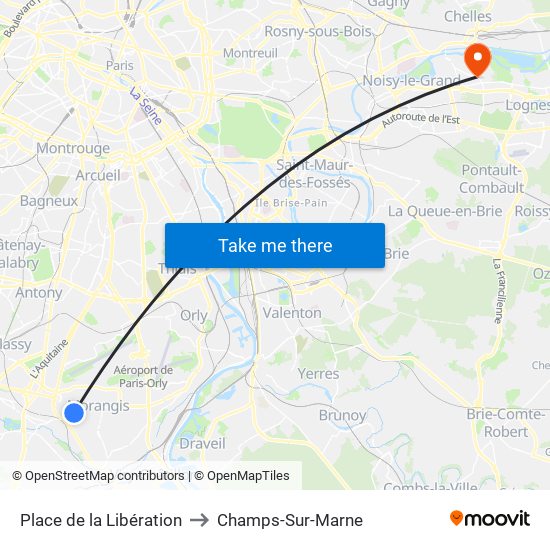 Place de la Libération to Champs-Sur-Marne map