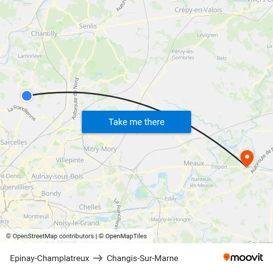 Epinay-Champlatreux to Changis-Sur-Marne map