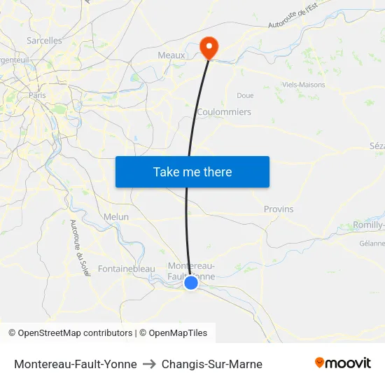 Montereau-Fault-Yonne to Changis-Sur-Marne map