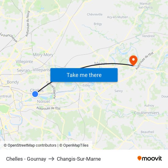 Chelles - Gournay to Changis-Sur-Marne map