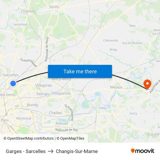 Garges - Sarcelles to Changis-Sur-Marne map