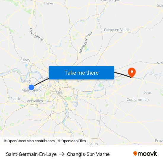 Saint-Germain-En-Laye to Changis-Sur-Marne map