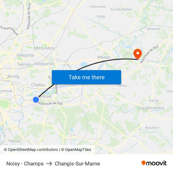 Noisy - Champs to Changis-Sur-Marne map