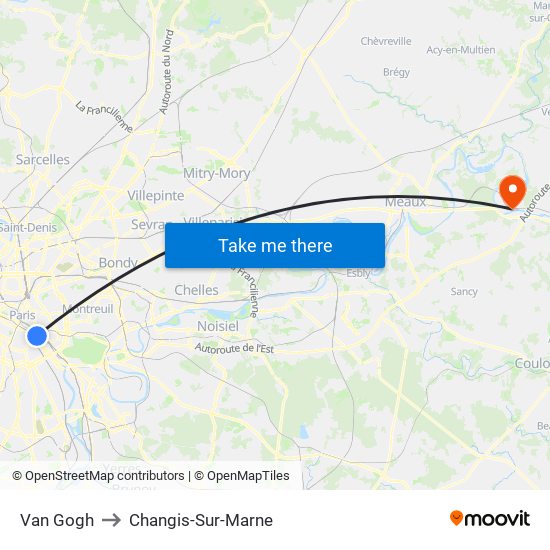 Van Gogh to Changis-Sur-Marne map