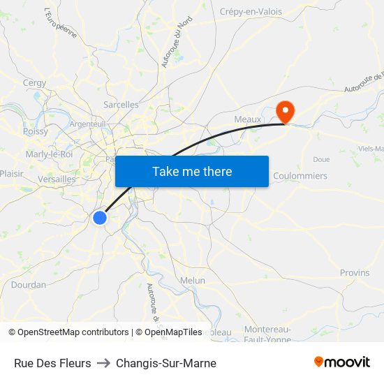 Rue Des Fleurs to Changis-Sur-Marne map