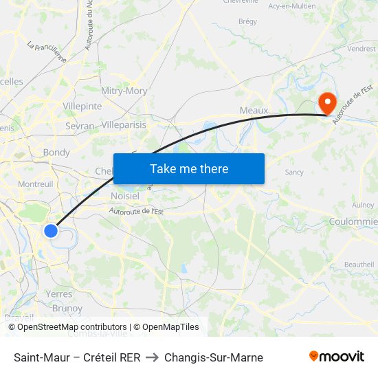 Saint-Maur – Créteil RER to Changis-Sur-Marne map