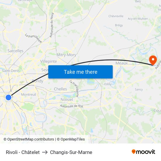 Rivoli - Châtelet to Changis-Sur-Marne map