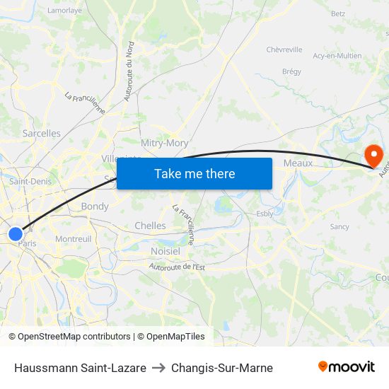 Haussmann Saint-Lazare to Changis-Sur-Marne map