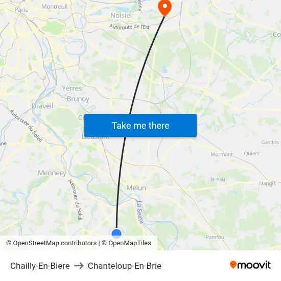 Chailly-En-Biere to Chanteloup-En-Brie map