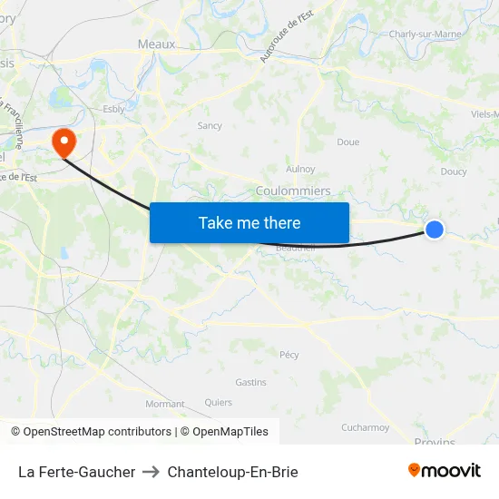 La Ferte-Gaucher to Chanteloup-En-Brie map