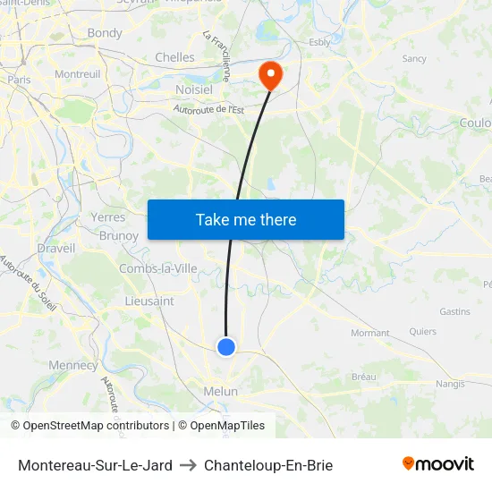 Montereau-Sur-Le-Jard to Chanteloup-En-Brie map