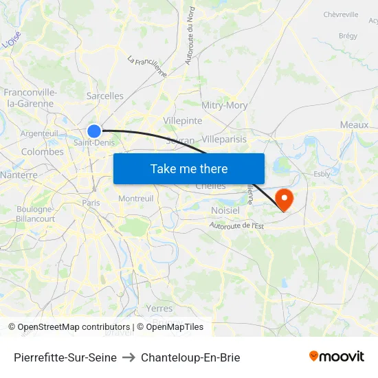 Pierrefitte-Sur-Seine to Chanteloup-En-Brie map
