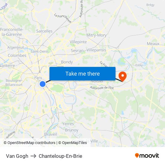 Van Gogh to Chanteloup-En-Brie map
