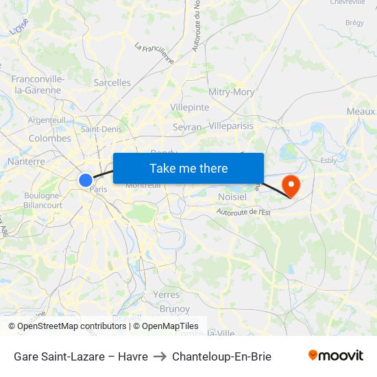 Gare Saint-Lazare – Havre to Chanteloup-En-Brie map