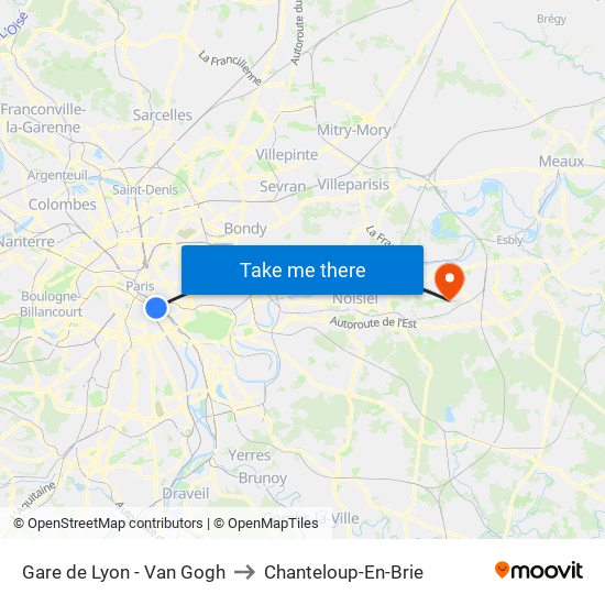 Gare de Lyon - Van Gogh to Chanteloup-En-Brie map
