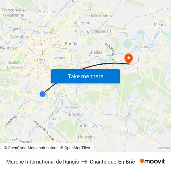 Marché International de Rungis to Chanteloup-En-Brie map