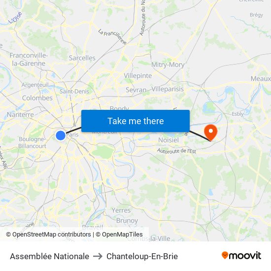 Assemblée Nationale to Chanteloup-En-Brie map