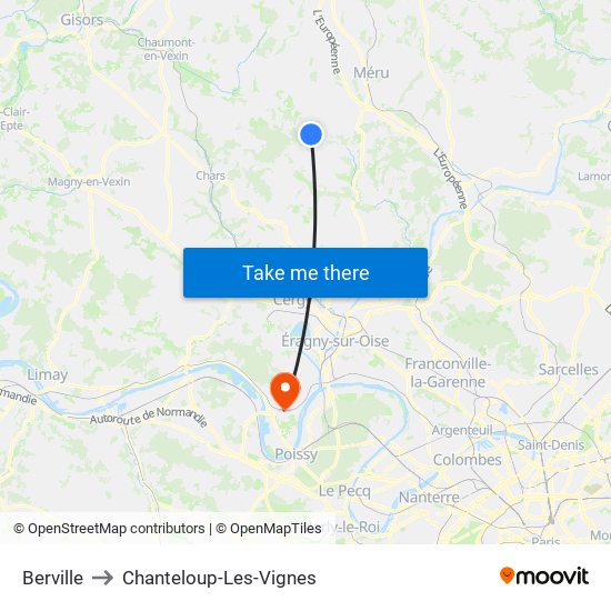 Berville to Chanteloup-Les-Vignes map