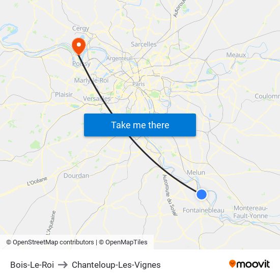 Bois-Le-Roi to Chanteloup-Les-Vignes map