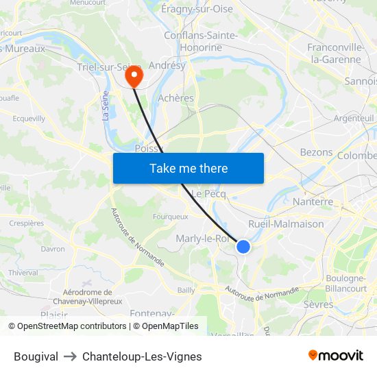 Bougival to Chanteloup-Les-Vignes map