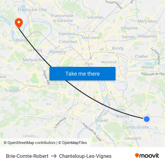 Brie-Comte-Robert to Chanteloup-Les-Vignes map
