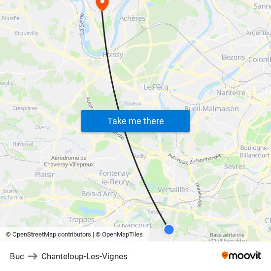 Buc to Chanteloup-Les-Vignes map