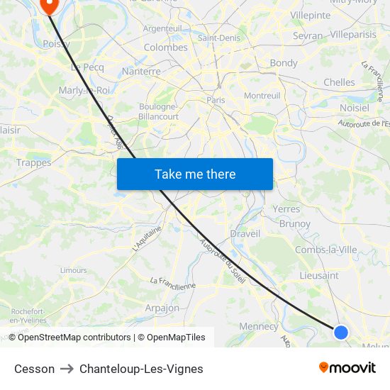 Cesson to Chanteloup-Les-Vignes map