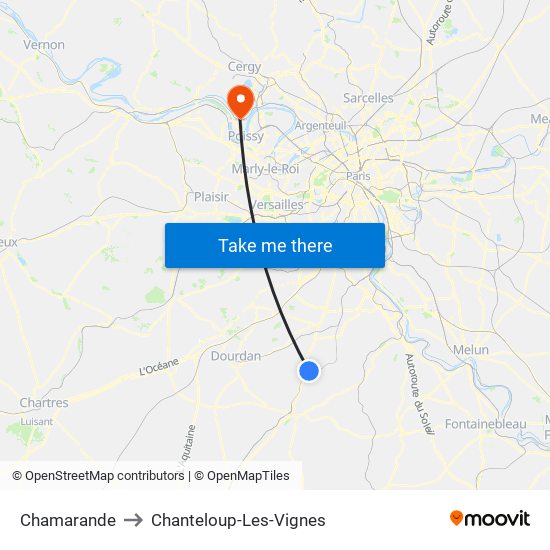 Chamarande to Chanteloup-Les-Vignes map