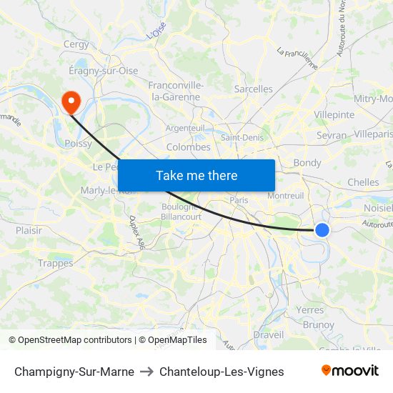 Champigny-Sur-Marne to Chanteloup-Les-Vignes map