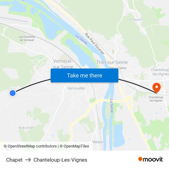 Chapet to Chanteloup-Les-Vignes map