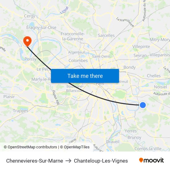 Chennevieres-Sur-Marne to Chanteloup-Les-Vignes map