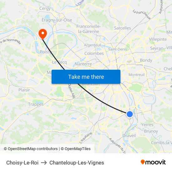 Choisy-Le-Roi to Chanteloup-Les-Vignes map