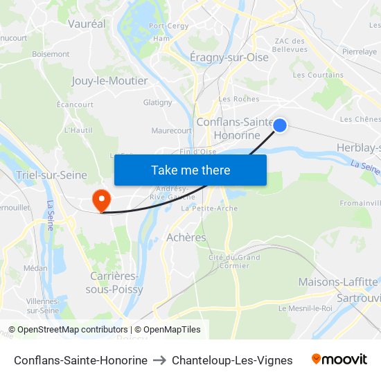 Conflans-Sainte-Honorine to Chanteloup-Les-Vignes map