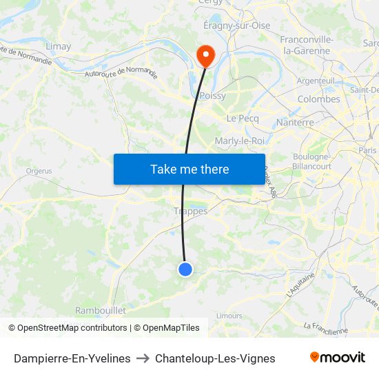 Dampierre-En-Yvelines to Chanteloup-Les-Vignes map