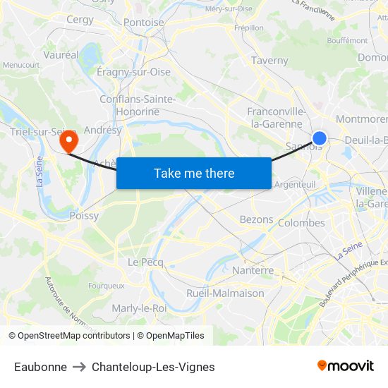 Eaubonne to Chanteloup-Les-Vignes map