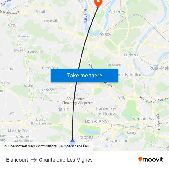 Elancourt to Chanteloup-Les-Vignes map